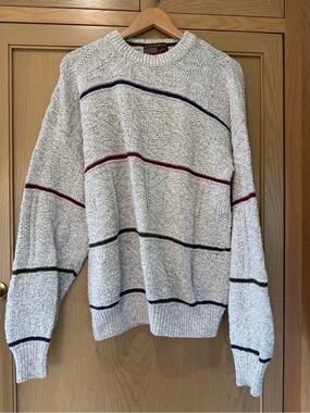 Vintage Authentic Issue Chunky Knit Cotton Crew Neck Grandpa Sweater / USA / MD